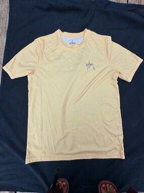 Guy Harvey Pale Yellow Short Sleeve Crew Tee with Signature Logo